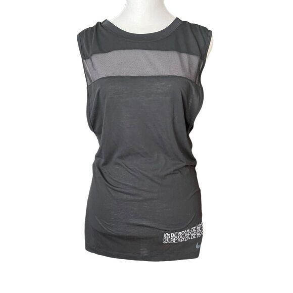Nike x Soul Cycle XS Muscle Tee Black Tank Top Open Back Mesh Workout - Picture 1 of 10